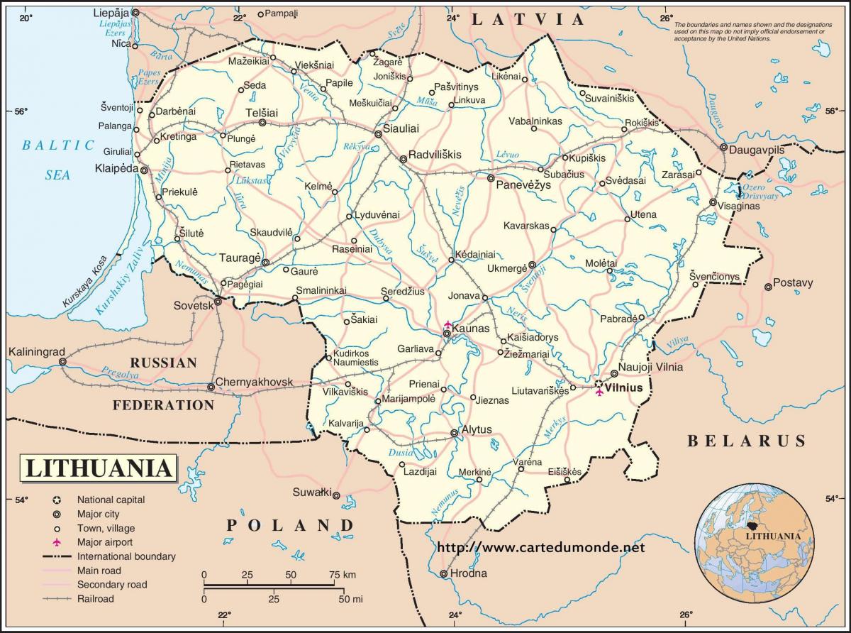 Karte von Litauen-Land